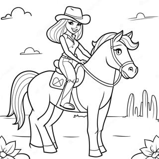 Pagina Para Colorear De La Vaquera Barbie Aventurera Montando Un Caballo 45634-37897