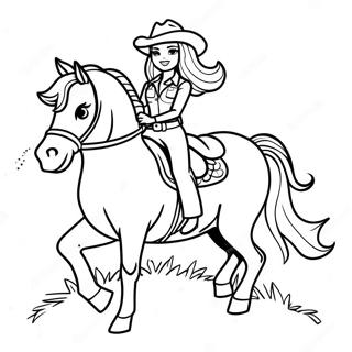 Pagina Para Colorear De La Vaquera Barbie Aventurera Montando Un Caballo 45634-37898