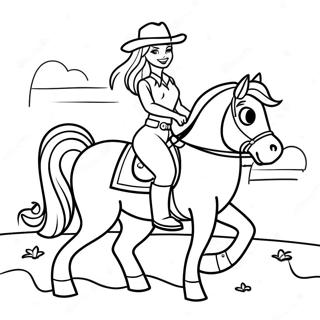 Pagina Para Colorear De La Vaquera Barbie Aventurera Montando Un Caballo 45634-37899