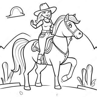 Pagina Para Colorear De La Vaquera Barbie Aventurera Montando Un Caballo 45634-37900