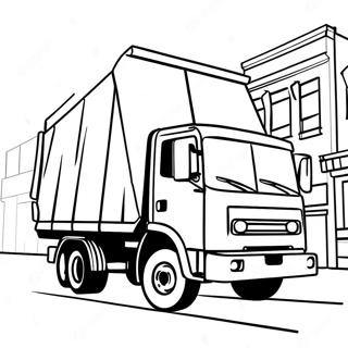 Pagina Para Colorear De Camion De Basura Colorido En La Calle 45744-37982