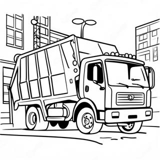 Pagina Para Colorear De Camion De Basura Colorido En La Calle 45744-37984