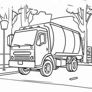 Pagina Para Colorear De Camion De Basura Colorido En La Calle 45744-38124