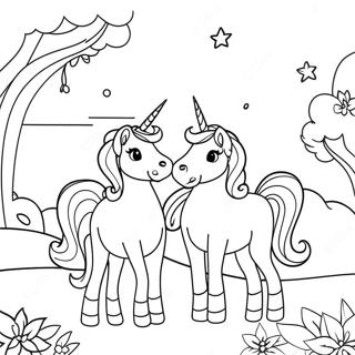 Pagina Para Colorear De Unicornios Magicos En Un Paisaje De Ensueno 45784-38011