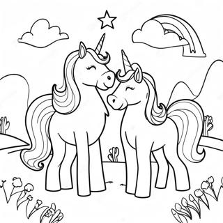 Pagina Para Colorear De Unicornios Magicos En Un Paisaje De Ensueno 45784-38012