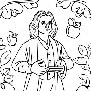 Pagina Para Colorear De Isaac Newton Con Manzana 45864-38081