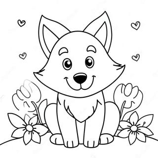 Pagina Para Colorear De Lobo Anime Lindo Con Flores 46004-38334