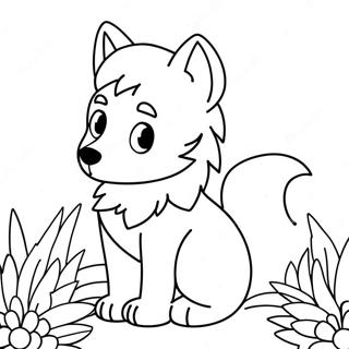 Pagina Para Colorear De Lobo Anime Lindo Con Flores 46004-38336