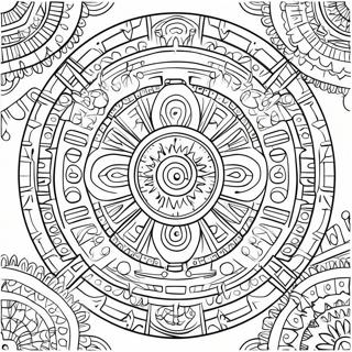 Pagina Para Colorear De Diseno Intrincado De Calendario Azteca 46054-38362