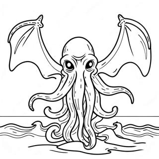 Pagina Para Colorear De Cthulhu Saliendo Del Oceano 46304-38566