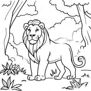 Pagina Para Colorear De Un Majestuoso Leon En La Jungla 46374-38625