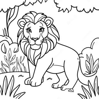 Pagina Para Colorear De Un Majestuoso Leon En La Jungla 46374-38626