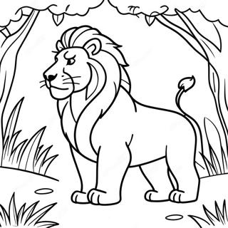 Pagina Para Colorear De Un Majestuoso Leon En La Jungla 46374-38627