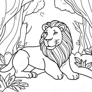 Pagina Para Colorear De Un Majestuoso Leon En La Jungla 46374-38628