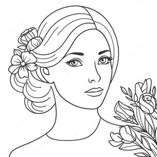 Pagina Para Colorear De Chica Elegante Con Flores 4652-3742