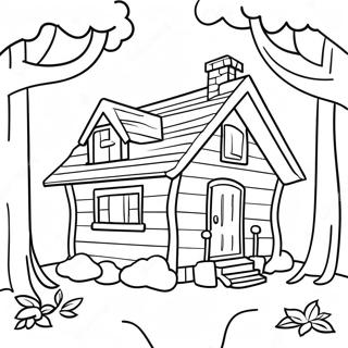 Pagina Para Colorear De Una Acogedora Casita En El Gran Bosque 46674-38860