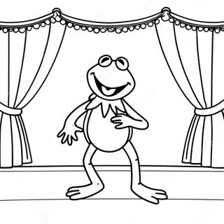 Kermit La Rana Cantando En El Escenario Pagina Para Colorear 46754-38924