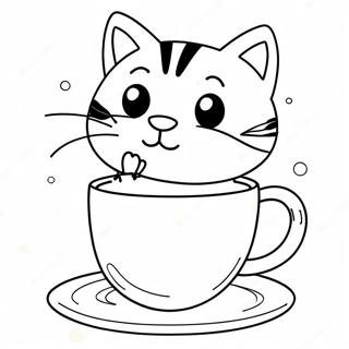 Pagina Para Colorear De Un Gato Jugueton En Una Taza 46904-39042