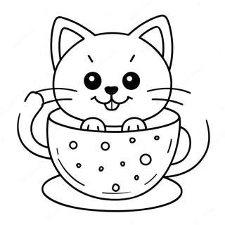 Pagina Para Colorear De Un Gato Jugueton En Una Taza 46904-39043