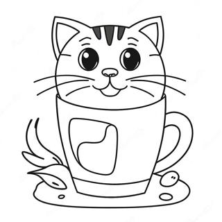 Pagina Para Colorear De Un Gato Jugueton En Una Taza 46904-39044