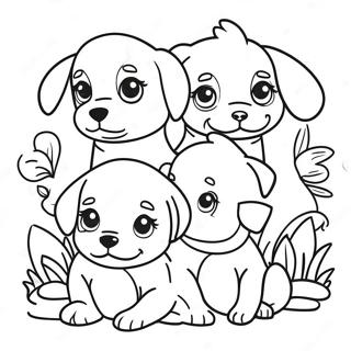 Pagina Para Colorear De Una Juguetona Familia De Cachorros 47074-39175