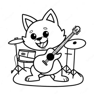 Pagina Para Colorear De Aggretsuko En Una Banda De Rock 47094-39191