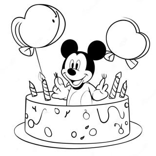 Pagina Para Colorear De La Celebracion De Cumpleanos De Mickey Mouse 47274-39330