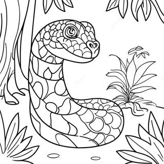 Pagina Para Colorear De Una Serpiente Colorida De La Jungla 4732-3807