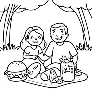 Pagina Para Colorear De Picnic Divertido De Papa E Hija 47575-39567