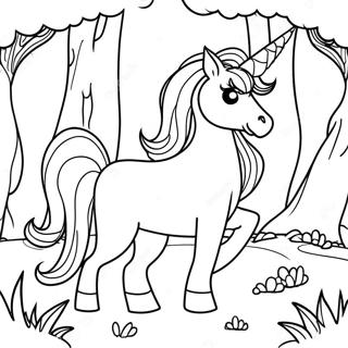 Pagina Para Colorear Del Magico Ultimo Unicornio En Un Bosque 47715-39679