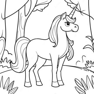 Pagina Para Colorear Del Magico Ultimo Unicornio En Un Bosque 47715-39680