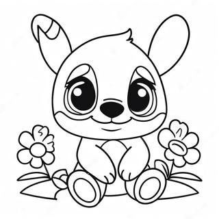 Pagina Para Colorear De Adorable Bebe Stitch Con Flores 47745-39701