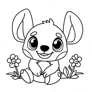 Pagina Para Colorear De Adorable Bebe Stitch Con Flores 47745-39704