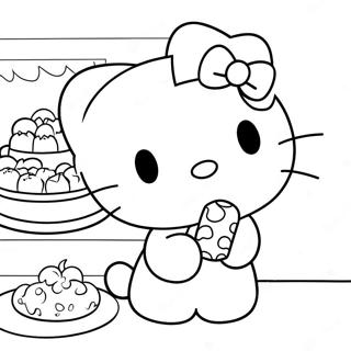 Pagina Para Colorear De Hello Kitty Horneando Deliciosos Postres 47885-39813