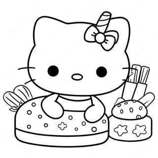 Pagina Para Colorear De Hello Kitty Horneando Deliciosos Postres 47885-39814