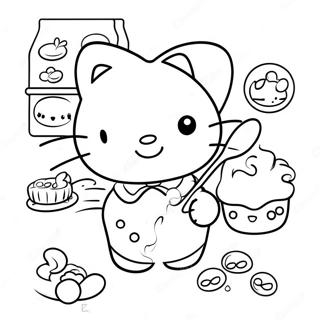 Pagina Para Colorear De Hello Kitty Horneando Deliciosos Postres 47885-39815