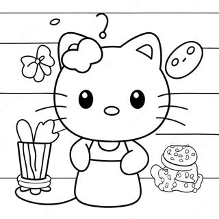 Pagina Para Colorear De Hello Kitty Horneando Deliciosos Postres 47885-39816