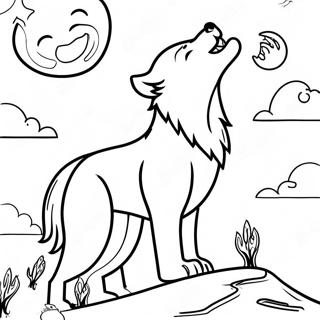 Pagina Para Colorear De Lobo Majestuoso Aullando A La Luna 48005-39908