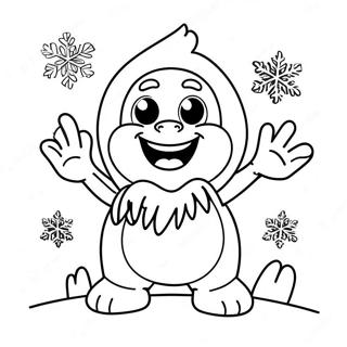 Pagina Para Colorear De Un Lindo Yeti Con Copos De Nieve 48045-39941