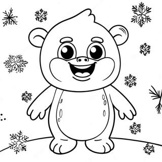 Pagina Para Colorear De Un Lindo Yeti Con Copos De Nieve 48045-39943