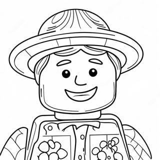 Pagina Para Colorear De Persona Lego Feliz Con Sombrero 48235-40092