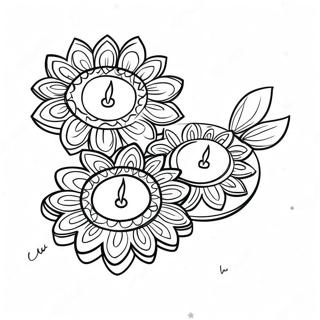 Pagina Para Colorear De Diyas Coloridos De Diwali 482-385