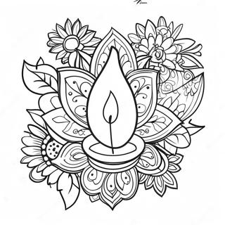 Pagina Para Colorear De Diyas Coloridos De Diwali 482-388