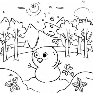 Pagina Para Colorear Escena Invernal Alegre De Frosty 4832-3886