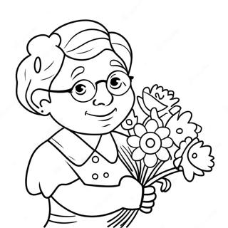 Pagina Para Colorear De Dulce Abuela Con Flores 48405-40227