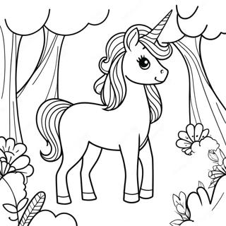 Pagina Para Colorear De Unicornio Afro Magico En Un Bosque 48485-40285