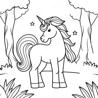 Pagina Para Colorear De Unicornio Afro Magico En Un Bosque 48485-40286