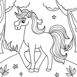 Pagina Para Colorear De Unicornio Afro Magico En Un Bosque 48485-40287