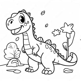 Pagina Para Colorear De Dino Dana Con Dinosaurios Coloridos 48695-40458