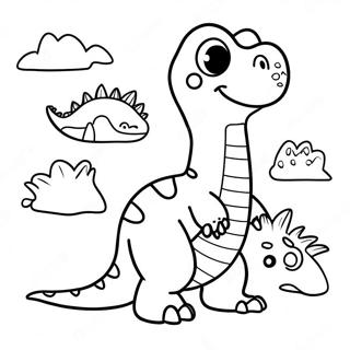 Pagina Para Colorear De Dino Dana Con Dinosaurios Coloridos 48695-40459